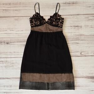 Theory Melaena Black Lace Elevate Crepe Dress Sz 4 LBD Cocktail